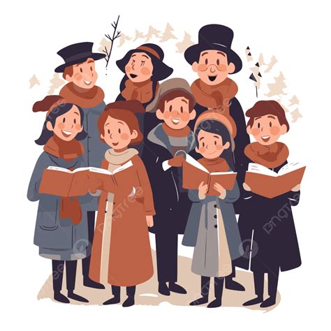 Carolers Clipart Family Choir Singing In The Winter Cartoon Vector ...