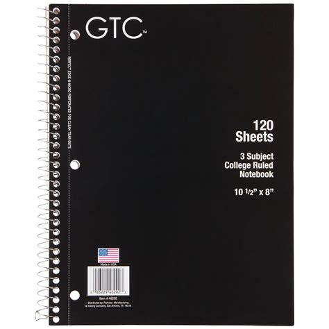 GTC 3 Subject College Ruled Spiral Notebook, Assorted Colors - Shop ...