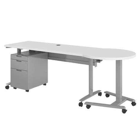 Fuzion Rectangular Teachers Desk with D-Shaped Podium - Haskell Education