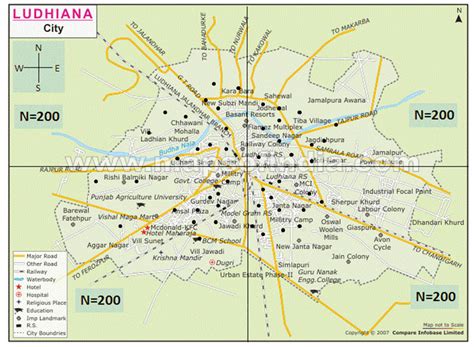 Ludhiana city map with the 4 hypothetical zones | Download Scientific ...