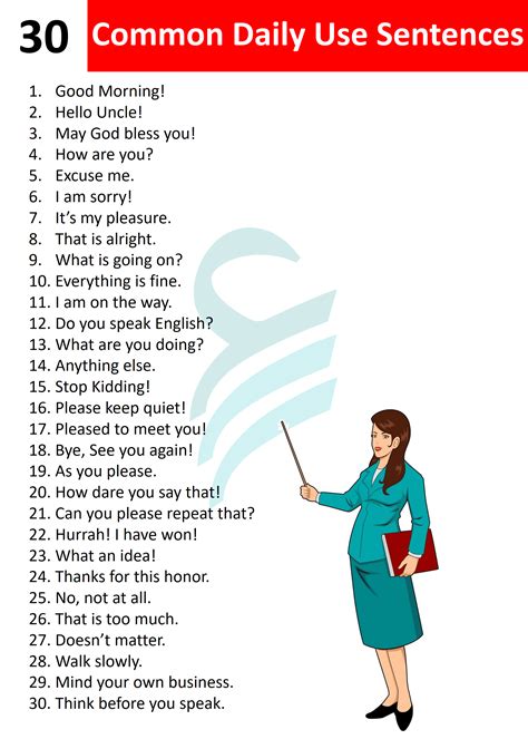 30 Commonly Used English Sentences for Daily Conversation | English sentences, English phrases ...