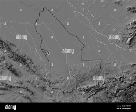 Mary, province of Turkmenistan. Bilevel elevation map with lakes and rivers Stock Photo - Alamy