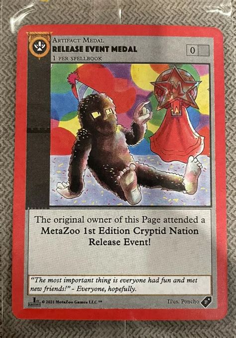 2021 MetaZoo 1st Edition Release Event Medal Factory Sealed Card Crypt