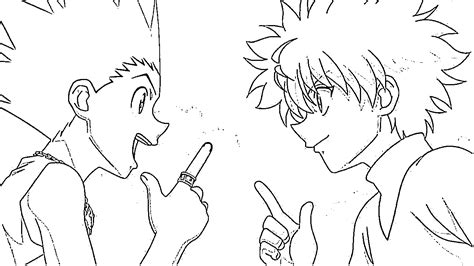 Gon & Killua outline | Drawing artwork, Anime lineart, Anime sketch