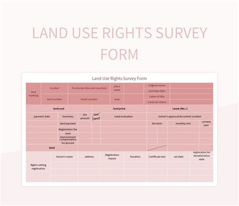 Land Use Rights Survey Form Excel Template And Google Sheets File For Free Download - Slidesdocs