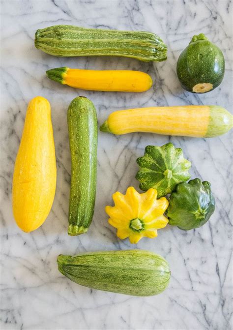 A Visual Guide to 8 Varieties of Summer Squash | Squash varieties, Summer squash recipes, Yellow ...