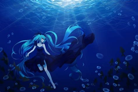 Hatsune Miku, underwater, long hair wallpaper | Hatsune miku, Underwater wallpaper, Vocaloid
