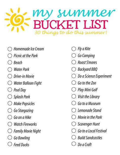 summer bucket list. Fun summer activities and summer ideas for kids. 30 super fun summer family ...