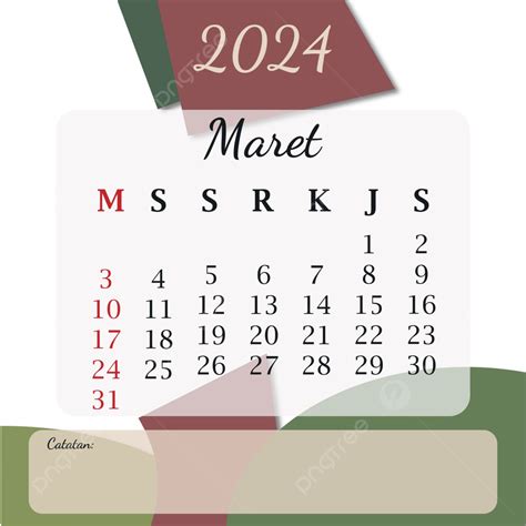 March Indonesian Monthly Calendar 2024 Colored Minimalist Template Design Vector, March ...