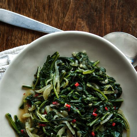 Sautéed Spicy Dandelion Greens and Onions Recipe | Epicurious