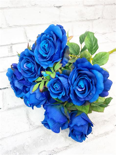 Artificial Royal Blue Rose Bud Bush - Kelea's Florals