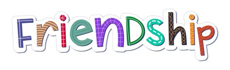 Children comic colorful friendship word with random details. Perfect for tags and stickers ...