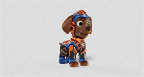 a small toy dog with an orange and blue outfit on it's back legs