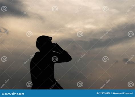 Silhouette of Man Talking on Smartphone Stock Photo - Image of adult ...