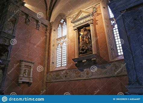 Interior of the Church Tempio Malatestiana Malatesta Temple. Built in 1450 and is the Central ...