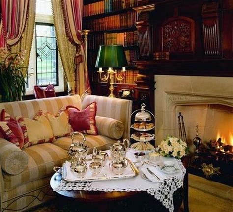 English tea in a beautiful book filled room with roaring fire makes a nice place for listening ...