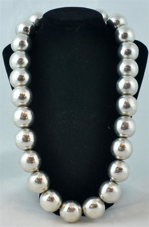 Lot - Mexican Sterling 925 Large Bead Necklace