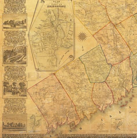 Monumental wall map of Fairfield County Connecticut - Rare & Antique Maps