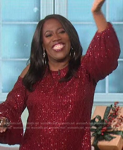 WornOnTV: Sheryl’s red sequin cold shoulder top on The Talk | Sheryl ...