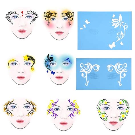 YLSHRF Flower Butterfly Stencil,7styles/set Reusable Face Paint Stencil Body Painting Template ...