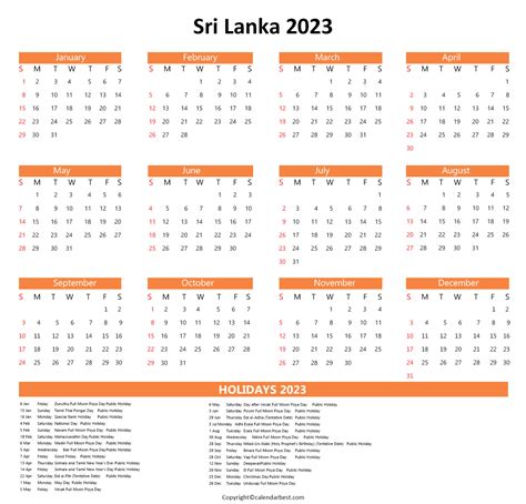 2025 Sri Lankan Calendar With Holidays - Calendar January 2025 Printable