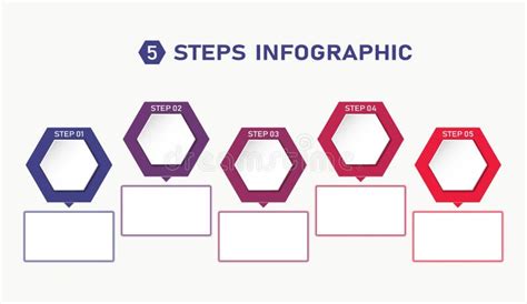 Five Steps Infographic Template with Hexagons and Text Boxes. Process Flowchart Stock Vector ...