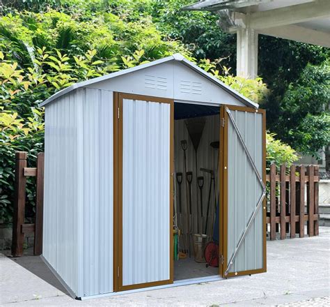 Amazon.com : 4x6 FT Metal Outdoor Storage Shed, Steel Utility Tool Shed Storage House with Door ...