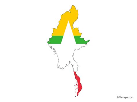 Flag Map of Myanmar | Free Vector Maps | Map vector, Map, Myanmar flag