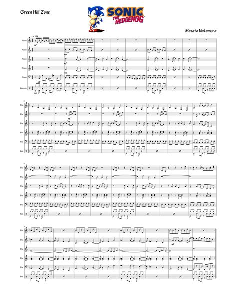 Sonic - Green Hill Zone Sheet music for Piano, Drum Group (Mixed Ensemble) | Download and print ...