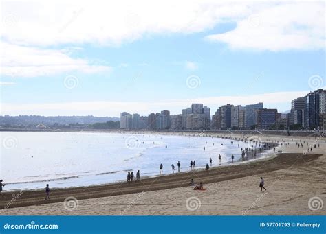 Gijon Beach In Spain Stock Photo - Image: 57701793