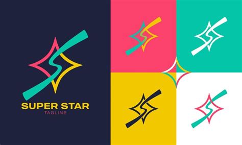 Premium Vector | Logo design of super star identity