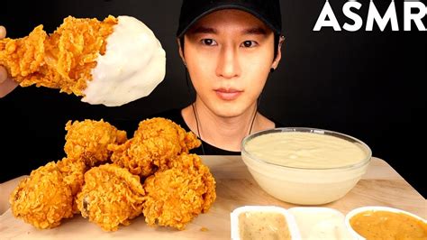 ASMR CHEESY KFC FRIED CHICKEN MUKBANG + CHEESE SAUCE RECIPE (No Talking) COOKING & EATING SOUNDS ...