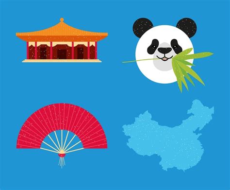 Premium Vector | China map and symbols