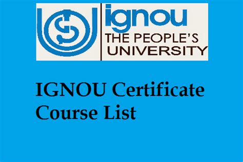 IGNOU Certificate Course List 2021 - Ignou news