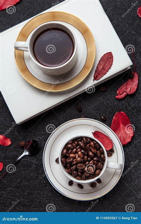 Strong Coffee and Coffee Beans Stock Image - Image of aromatic ...