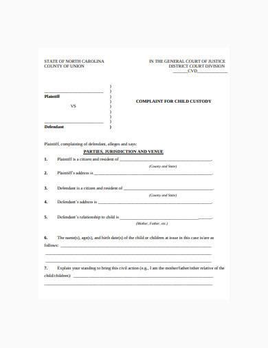 FREE 4+ Child Custody Form Samples in PDF | MS Word