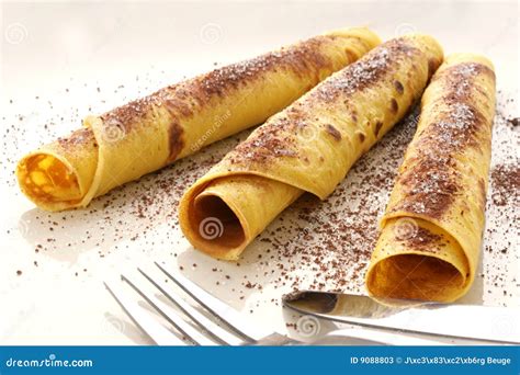 Pannekoek Met Suiker En Cacao Stock Afbeelding - Afbeelding: 9088803