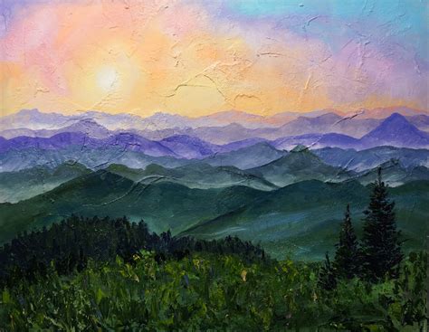 Blue Ridge Mountains Painting Original Oil Artwork 14x18 | Etsy