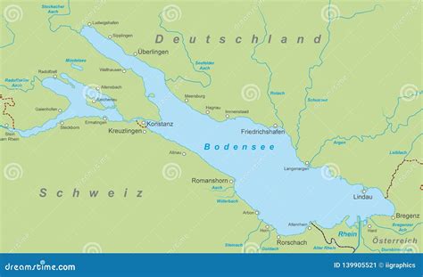 Lake Constance - Map of Lake Constance Stock Illustration - Illustration of boat, lindau: 139905521