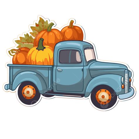 Classic Truck With Pumpkins On Bumper Clipart Vector, Truck Clipart ...