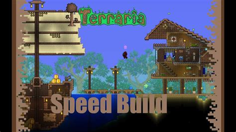 Terraria Speed build - Beach house with a ship! - YouTube