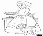 Little Red Riding Hood in forest path coloring page printable game