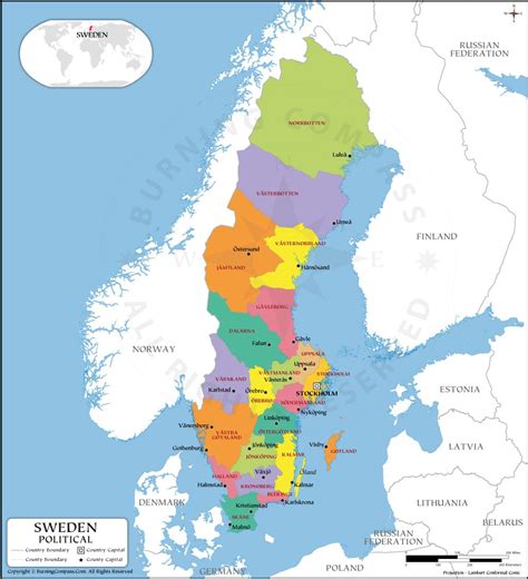 Sweden County Map, Sweden Political Map