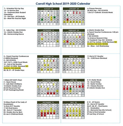 Calendar - Carroll High School