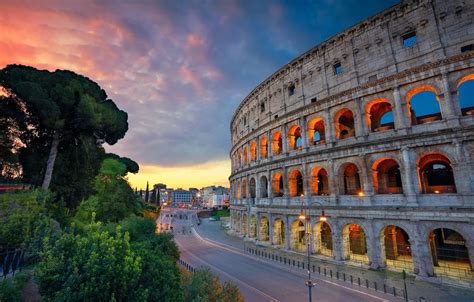 Wallpaper road, Rome, Colosseum, Italy, architecture, Italy, Colosseum, Rome, amphitheatre ...