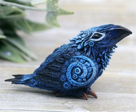 Raven Figurine for shelf and office table decoration by Evgeny Hontor. Raven Sculpture, Crow ...