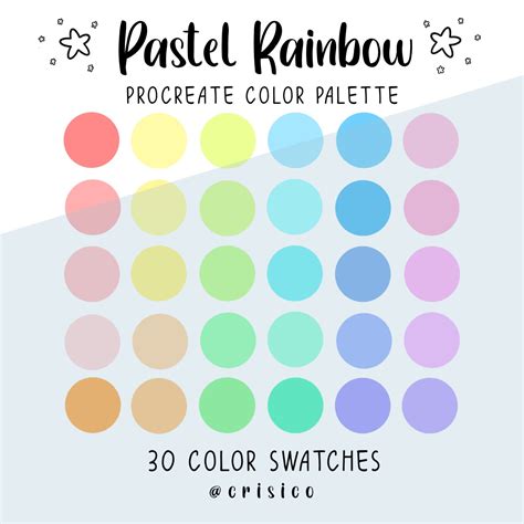 Pastel Palette Procreate Rainbow Pastel Color Palette Pastel Etsy | My ...