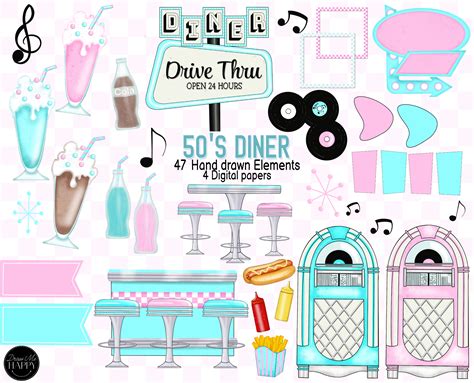 50's Diner Clipart Retro Diner Clipart Drive in Clipart - Etsy UK