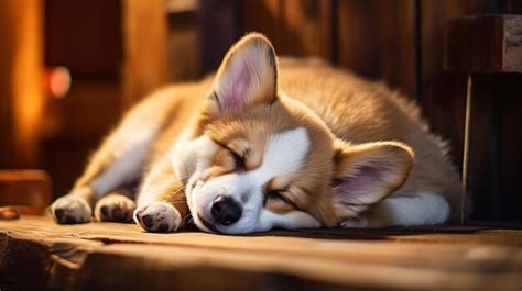 Premium Photo | Portrait of a cute little puppy dog corgi sweet sleeping