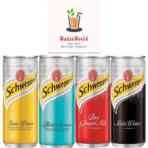 Schweppes Soda Water / Tonic Water / Dry Ginger Ale / Bitter Lemon 24 cans carton deal | Shopee ...